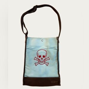 Henry Dry Goods House Skull Crossbones Canvas Crossbody Bag Mint Red Brown Rare